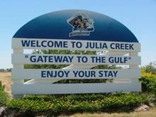 Welcome sign to Julia Creek